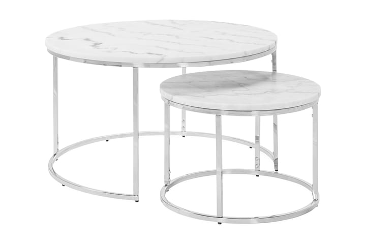 Settbord Titania Rundt Marmor - Hvit/Krom - Møbler - Bord - Sofabord