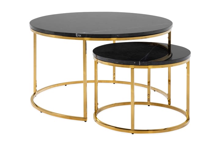 Settbord Titania Rundt Marmor - Svart/Messing - Møbler - Bord - Spisebord & kjøkkenbord