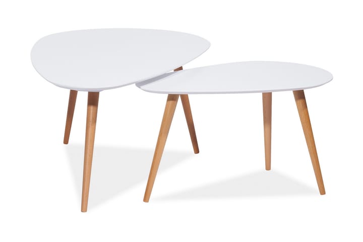 Settbord Uneva - Hvit/Natur - Møbler - Bord - Sofabord