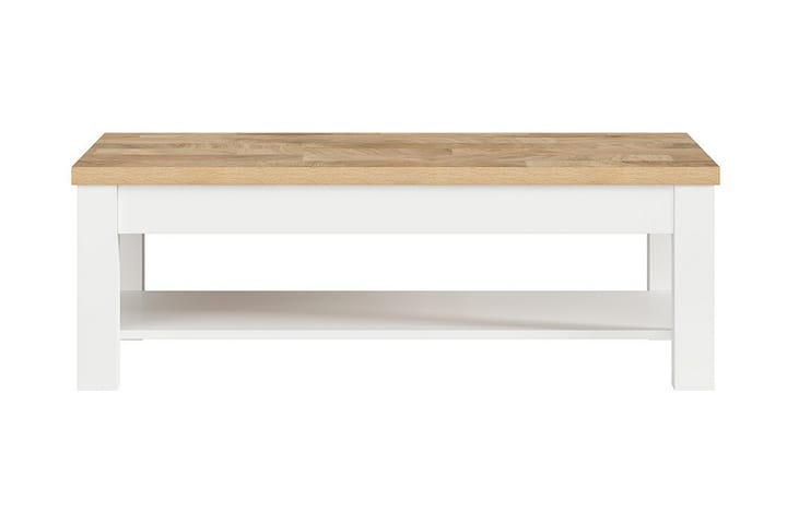 Sofabord Agordo 130 cm med Oppbevairngshylle - Hvit/Natur - Møbler - Bord - Sofabord