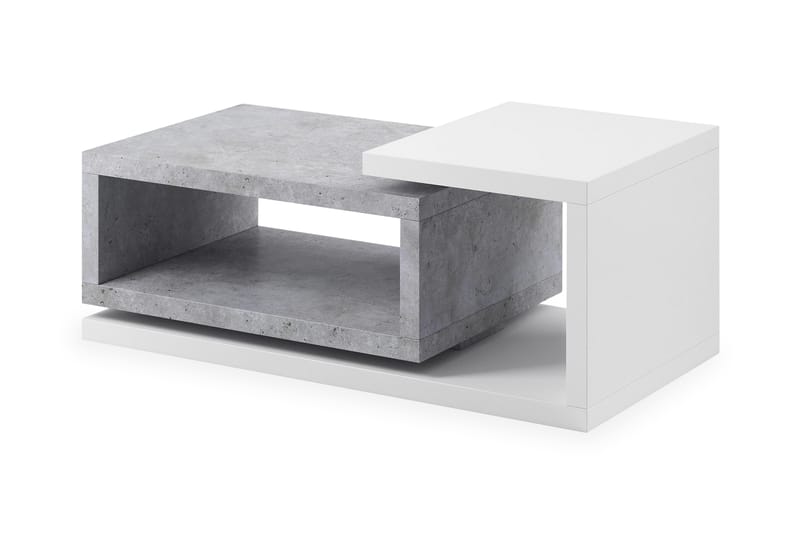 Sofabord Albarado 120 cm med Oppbevairngshylle - Hvit/Betonggrå - Møbler - Bord - Sofabord