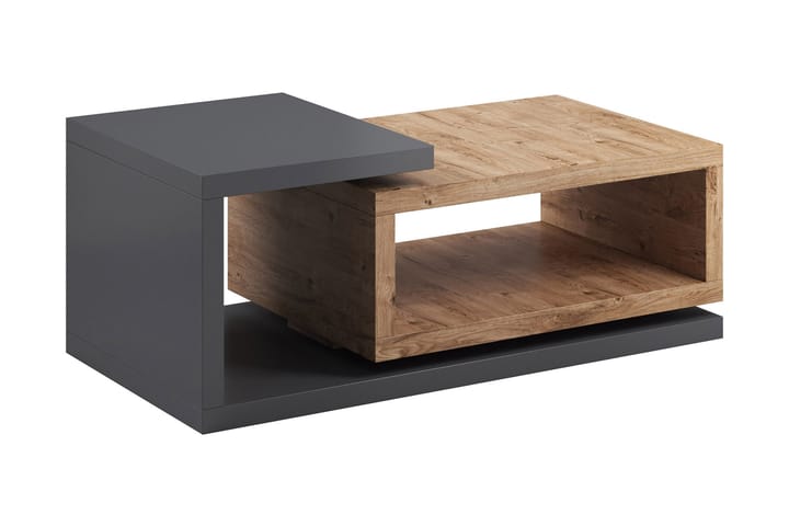 Sofabord Albarado 120 cm med Oppbevairngshylle - Mørkegrå/Natur - Møbler - Bord - Sofabord