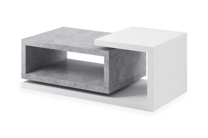 Sofabord Albarado 120 cm med Oppbevaringshylle - Hvit/Betonggrå - Møbler - Bord - Sofabord & salongbord