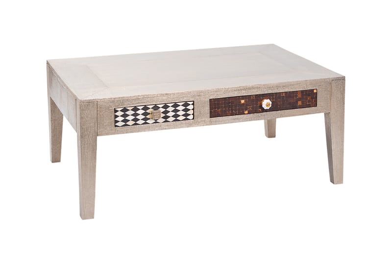 Sofabord Alexus 110 cm med Oppbevaringsskuffer - MangoTre/Lysegrå - Møbler - Bord - Sofabord - Sofabord med oppbevaring