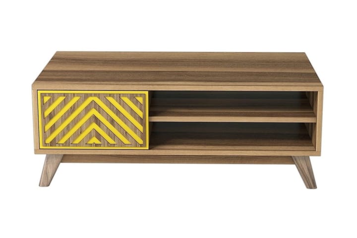 Sofabord Amtorp 105 cm med Oppbevaring 2 Hyller Linjer + Skå