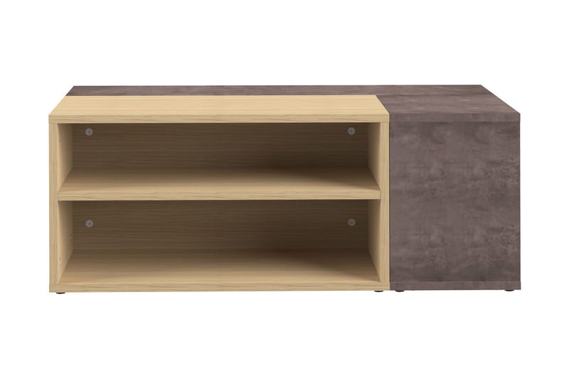 Sofabord Angle 90 cm med Oppbevaringshyller - Tre/Betongbrun/Hvit - Møbler - Bord - Sofabord