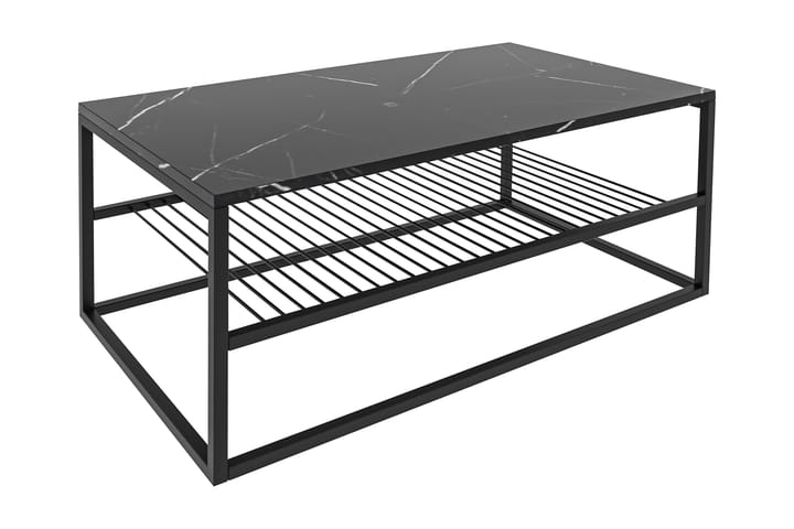 Sofabord Asude 95 cm Marmormønster med Oppbevairngshylle - Svart - Møbler - Bord - Sofabord