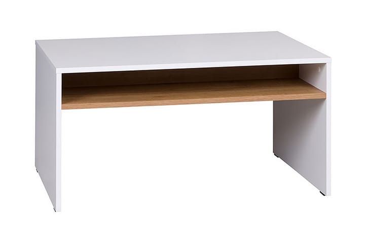 Sofabord Awena 90 cm med Oppbevairngshylle - Hvit/Eikefarge - Møbler - Bord - Sofabord
