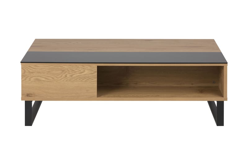 Sofabord Azalea Forlengingsbart 110 cm med Oppbevaring Hylle - Eikefarge/Svart - Møbler - Bord - Sofabord