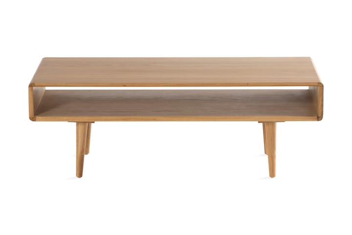 Sofabord Barke 110 cm med Oppbevairngshylle Massiv Ek - Brun - Møbler - Bord - Sofabord