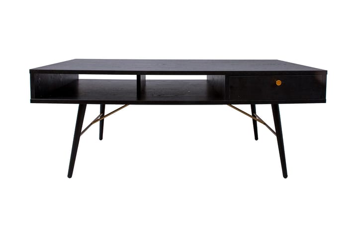Sofabord Berdorf 115 cm med Oppbevaringsskuff + Hylle - Svart/Kobber - Møbler - Bord - Sofabord