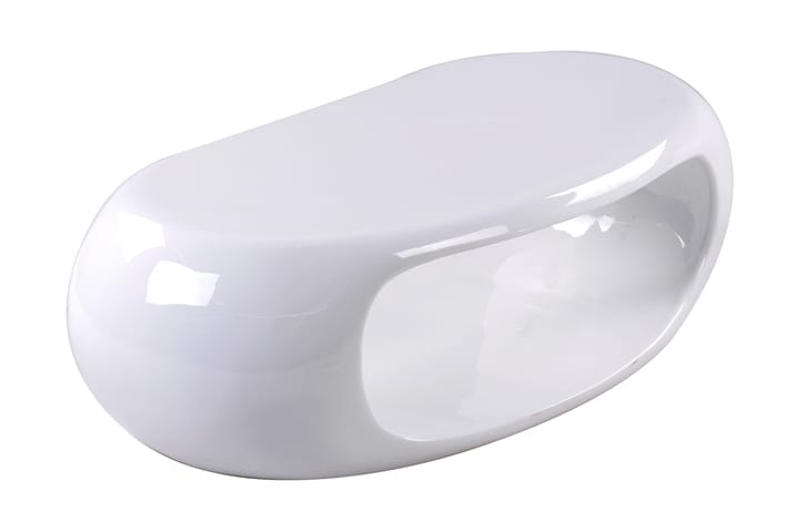 Sofabord Caturano 112 cm Ovalt med Oppbevaringshylle - Glassfiber/Hvit - Møbler - Bord - Sofabord