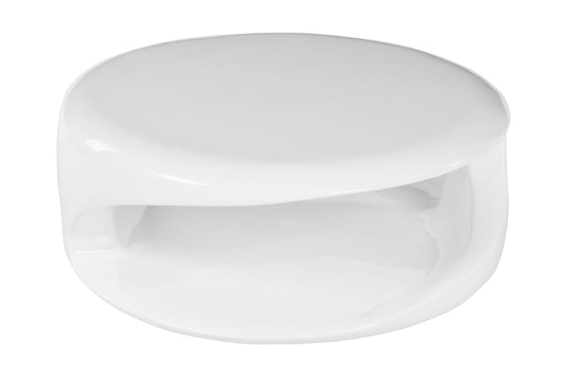 Sofabord Caturano 80 cm Rundt med Oppbevaring Hylle - Glassfiber/Hvit - Møbler - Bord - Sofabord