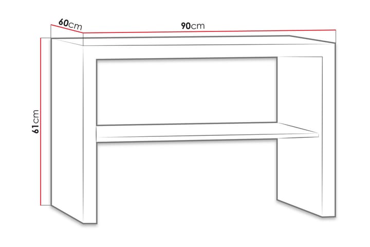 Sofabord Ciborro 90 cm med Oppbevaringshyller - Eikefarge/Brun - Møbler - Bord - Kontorbord - Skrivebord