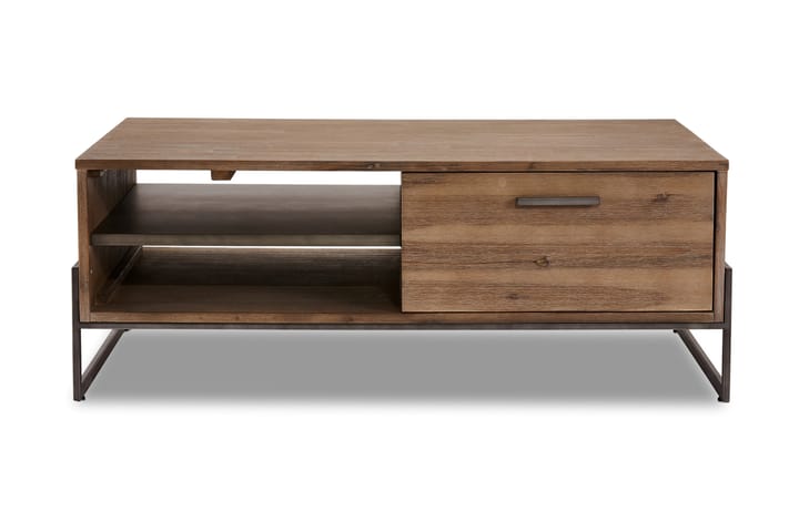 Sofabord Clatford 120 cm med Oppbevaringshylle + Skuff - Akacia/Brun - Møbler - Bord - Bordtilbehør - Ileggsplate