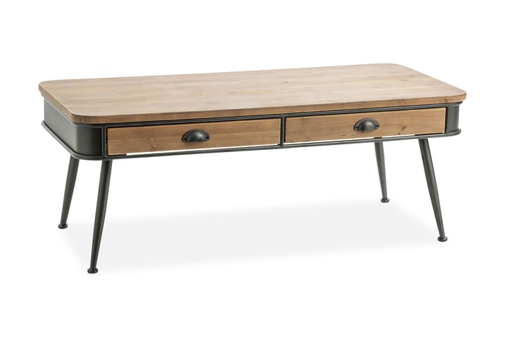 Sofabord Cleator 121 cm med Oppbevaringsskuffer - Tre/Natur/Svart - Møbler - Bord - Sofabord