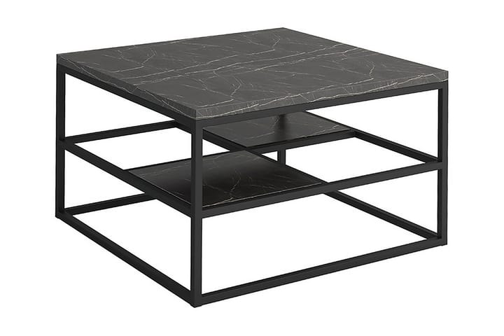 Sofabord Cleeve 70 cm med Oppbevaringshylle Marmormønster - Svart - Møbler - Bord - Sofabord