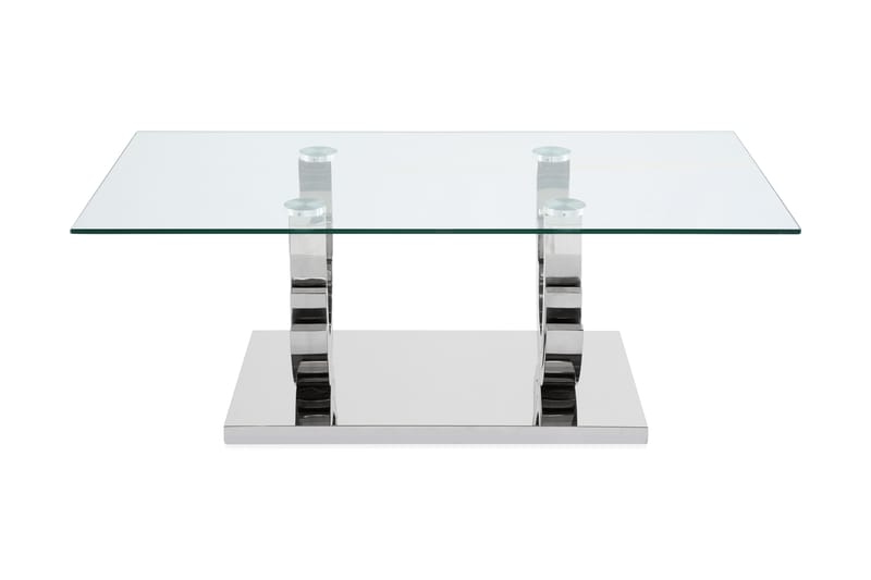 Sofabord Climent 130 cm - Rustfritt Stål | Glass - Møbler - Bord - Sofabord