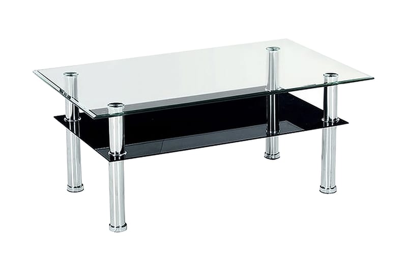 Sofabord Contera 104 cm med Oppbevaringshylle - Glass/Svart - Møbler - Bord - Sofabord & salongbord