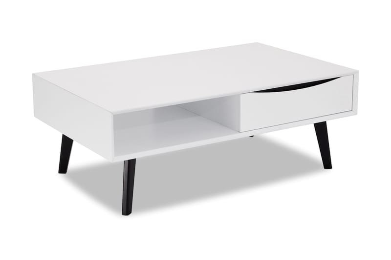 Sofabord Crail 120 cm med Oppbevaringshylle + Skuff - Hvit - Møbler - Bord - Avlastningsbord & sidobord - Brettbord og småbord
