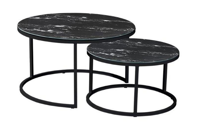 Sofabord Dashuan 80 cm Rundt - Glassmarmor/Svart - Møbler - Bord - Spisebord & kjøkkenbord