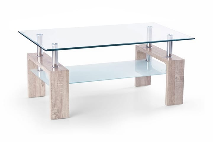 Sofabord Demitranila 100 cm med Oppbevairngshylle - Glass/Eikefarge - Møbler - Bord - Spisegrupper
