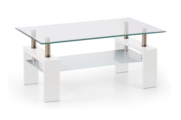 Sofabord Demitranila 100 cm med Oppbevairngshylle - Glass/Hvit - Møbler - Bord - Sofabord