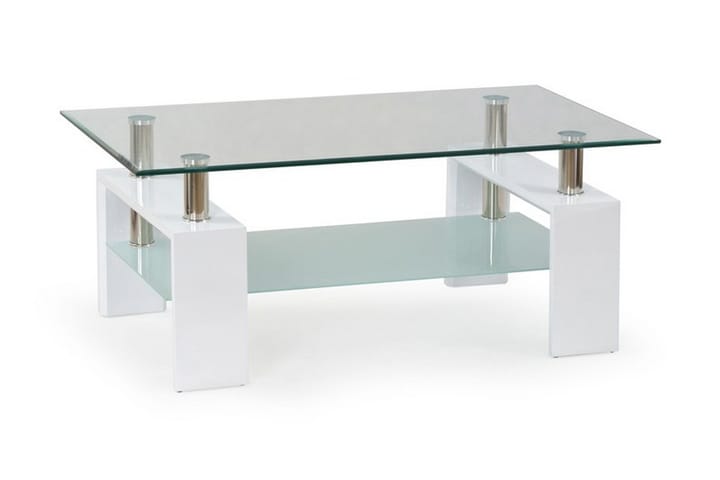 Sofabord Demitranila 110 cm med Oppbevairngshylle - Glass/Hvit - Møbler - Bord - Sofabord