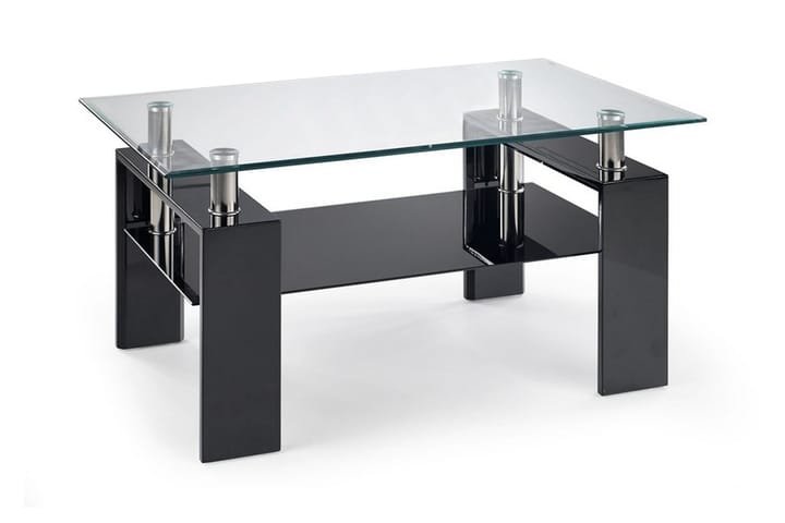 Sofabord Demitranila 110 cm med Oppbevairngshylle - Glass/Svart - Møbler - Bord - Sofabord