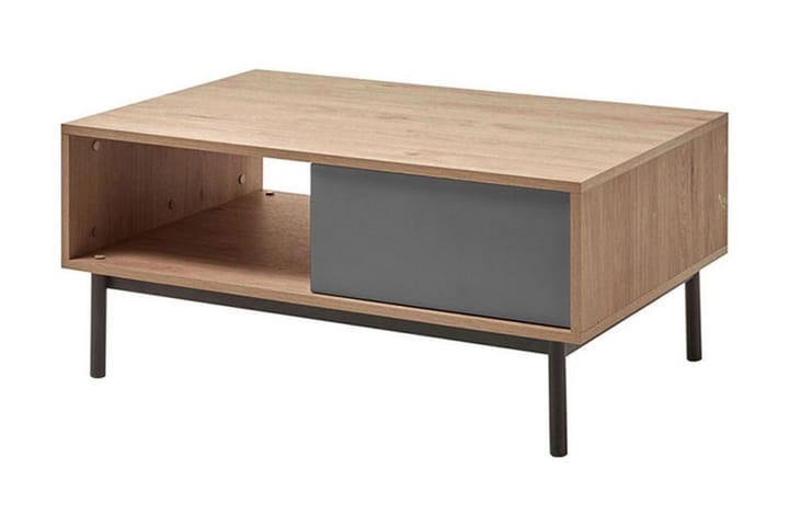 Sofabord Dively 104 cm med Oppbevaringshylle + Skuff - Natur/Grå - Møbler - Bord - Sofabord