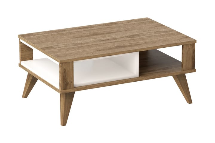 Sofabord Dumö 90 cm med Oppbevaringshylle - Brun/Hvit - Møbler - Bord - Sofabord