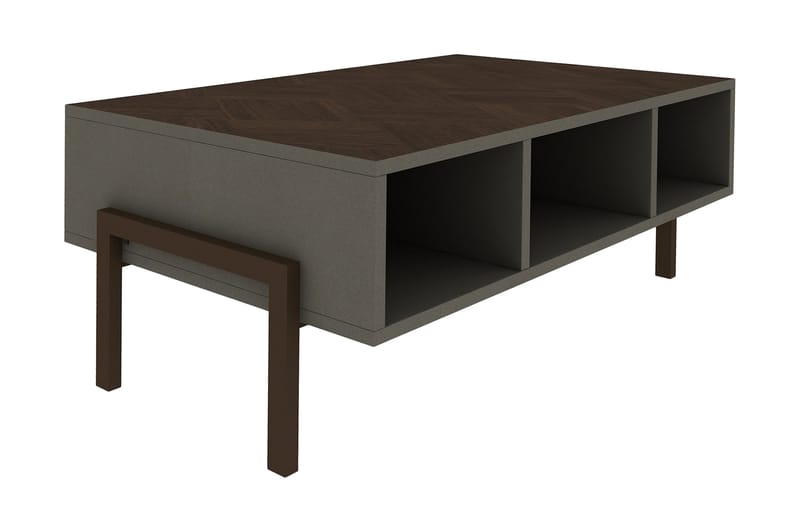 Sofabord Dumö 90 cm med Oppbevaringshyller - Grå/Brun - Møbler - TV- & Mediamøbler - TV-møbelsett