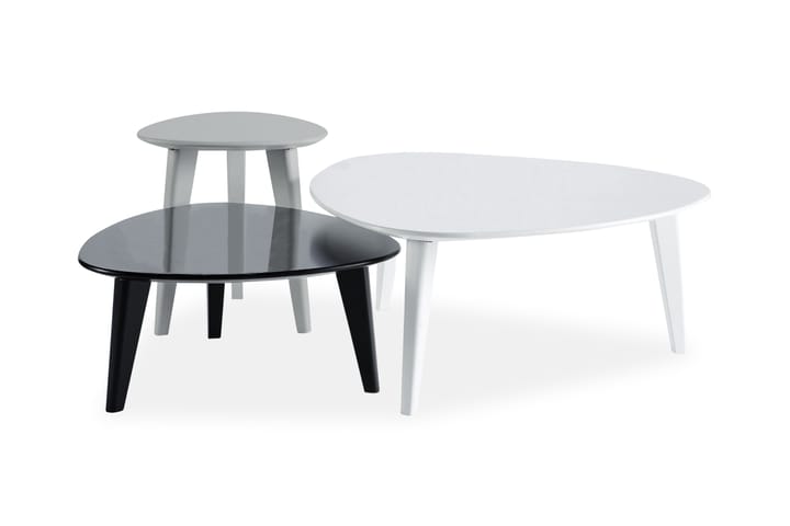 Sofabord Ebella 80 cm Sett med 3 Ovalt - Grå|Hvit|Svart - Møbler - Bord - Sofabord