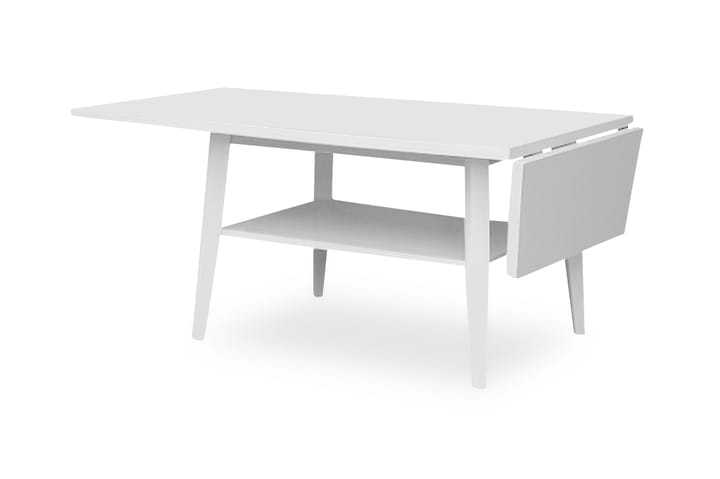 Sofabord Floberget Forlengningsbart 90 cm med Oppbevaringshy - Hvit - Møbler - Bord - Sofabord