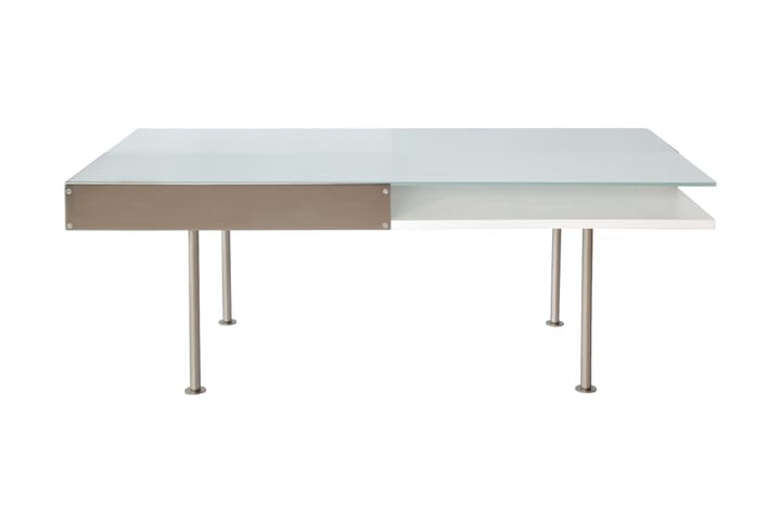 Sofabord Frank 130 cm med Oppbevaringshyller - Glass/Hvit - Møbler - Bord - Sofabord