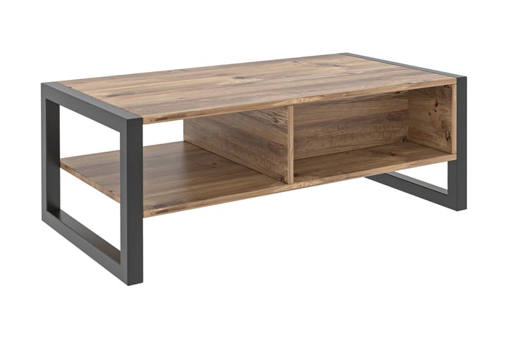 Sofabord Gari 105 cm med Oppbevaringsskuff + Hylle - Tre/Natur/Svart - Møbler - Bord - Sofabord