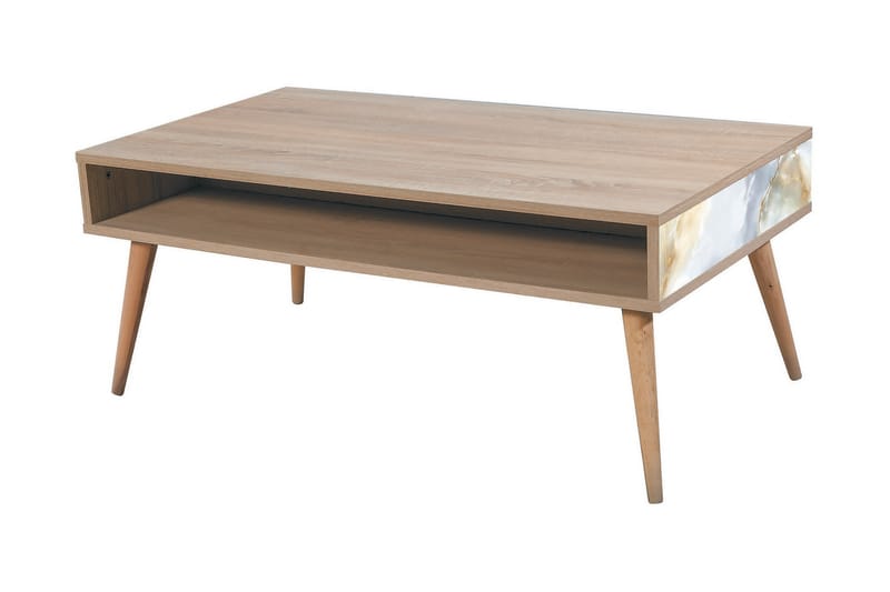 Sofabord Gillberga 110 cm med Oppbevaring Hylle Marmormønste - Brun/Hvit - Møbler - Bord - Sofabord