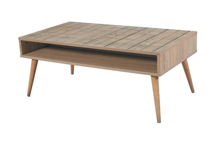 Sofabord Gillberga 110 cm med Oppbevaring Hylle Plankemønste - Brun/Grå/Brun - Møbler - Bord - Sofabord