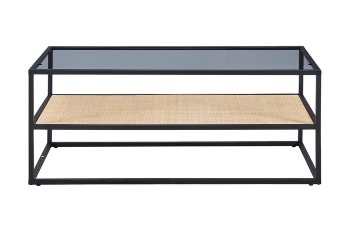 Sofabord Gryttom 120 cm med Oppbevairngshylle - Glass/Rotting/Svart - Møbler - Bord - Sofabord