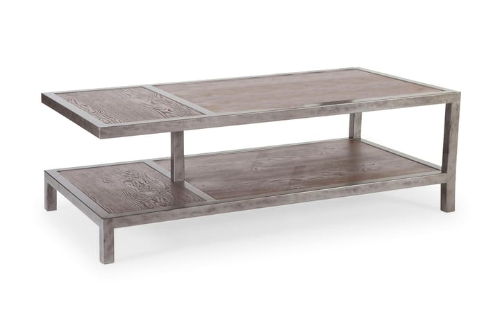 Sofabord Guyana 140 cm med Oppbevaringshylle Tre/Metall - Brun/Lysegrå - Møbler - Bord - Sofabord & salongbord
