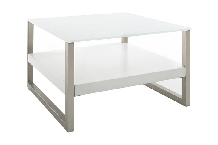 Sofabord Hartson 65 cm med Oppbevaringshylle - Glass/Hvit/Krom - Møbler - Bord - Sofabord