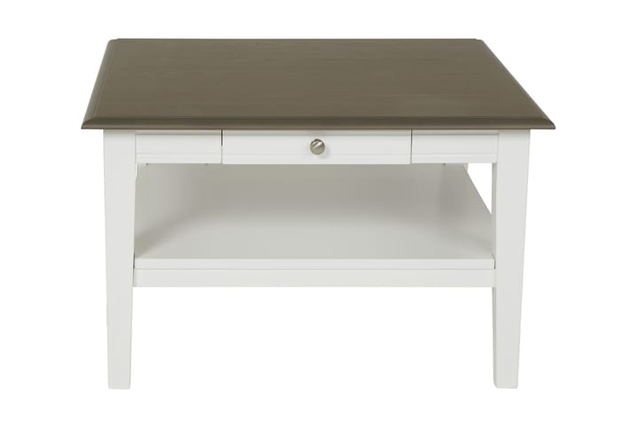 Sofabord Ilisos 80 cm med Oppbevaringshylle + Skuff - Grå/Hvit - Møbler - Bord - Sofabord