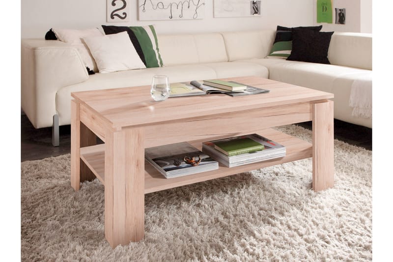 Sofabord Jalili 110 cm med Oppbevaringshylle - Lyse Eikefarge - Møbler - Bord - Sofabord
