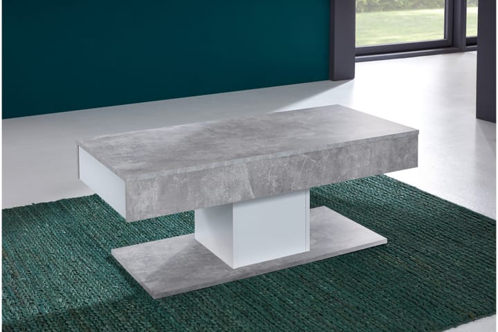 Sofabord Jalili 110 cm med Oppbevaringsskuffer - Betonggrå/Hvit - Møbler - Bord - Sofabord
