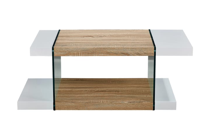Sofabord Jaunita 120 cm med Oppbevairngshylle - Glass/Hvit/Brun - Møbler - Bord - Sofabord