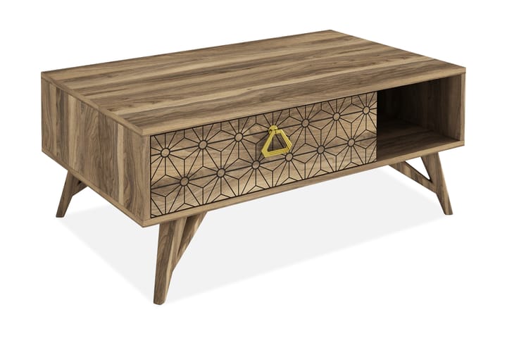 Sofabord Jospeh 90 cm med Oppbevaring Skuff + Hylle Dekorera - Valnøttsbrun - Møbler - Bord - Sofabord