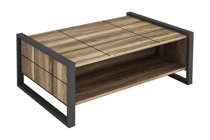 Sofabord Jospeh 94 cm med Oppbevairngshylle - Valnøttsbrun/Grå - Møbler - Bord - Sofabord