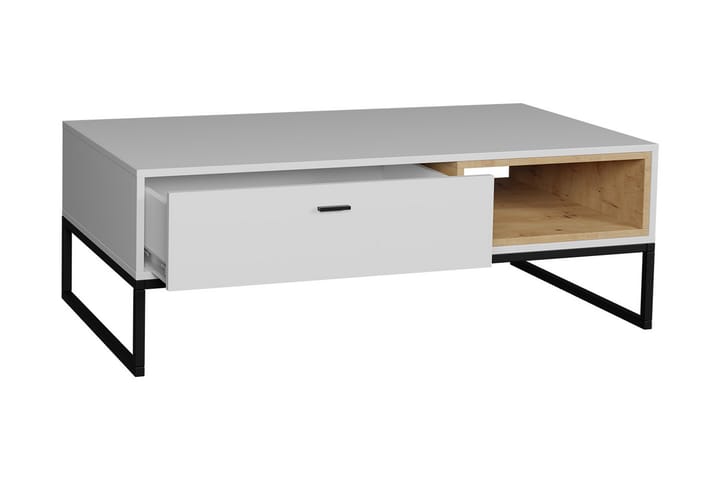 Sofabord Kahambwe 120 cm med Oppbevaringsskuff + Hylle - Natur/Svart - Møbler - Bord - Sofabord