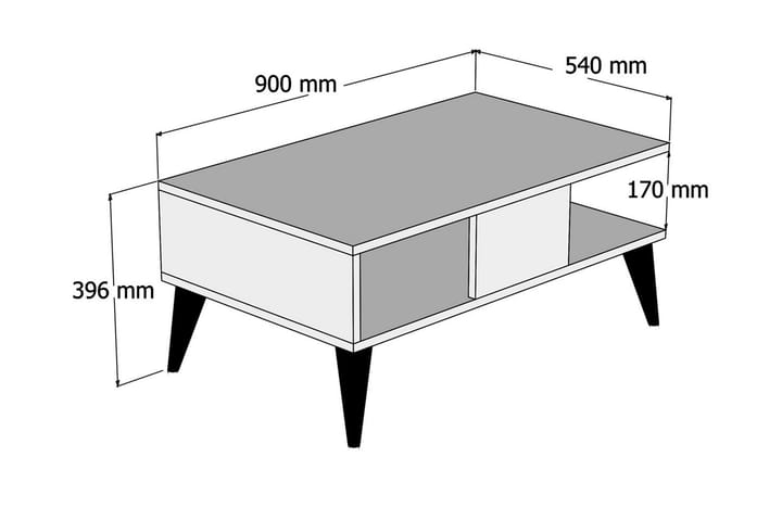 Sofabord Kaltenhauser 90 cm med Oppbevaringshylle Marmormøns - Valnøttsbrun/Svart - Møbler - Bord - Sofabord
