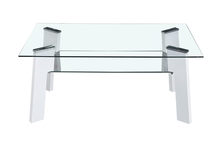 Sofabord Kibwekele 110 cm med Oppbevairngshylle - Glass/Hvit - Møbler - Bord - Sofabord
